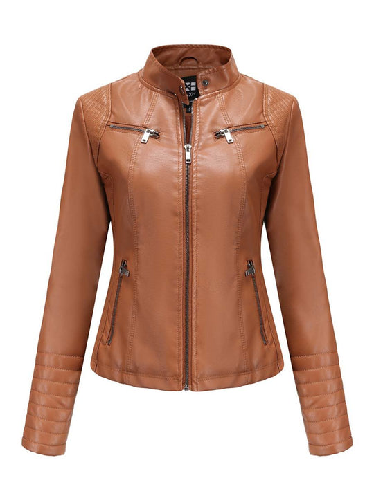 Women's Vintage Zip-Up Biker Jacket