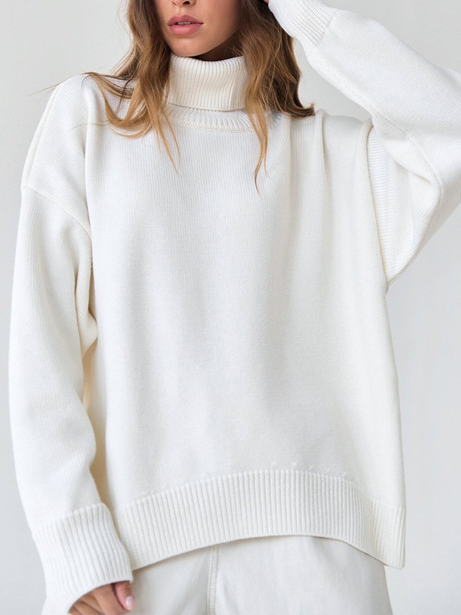 Turtleneck Loose Classic Versatile Solid Color Pullover Sweater