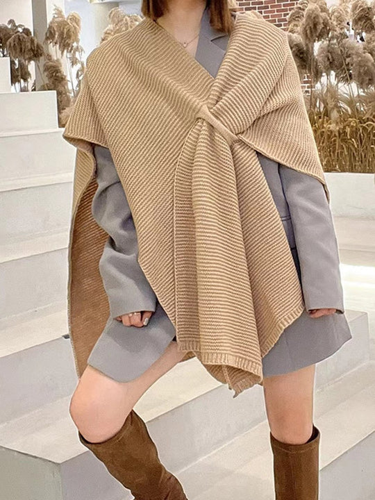 Autumn and Winter Knitted Shawl Outer Wear Warm Cashmere Scarf Cloak