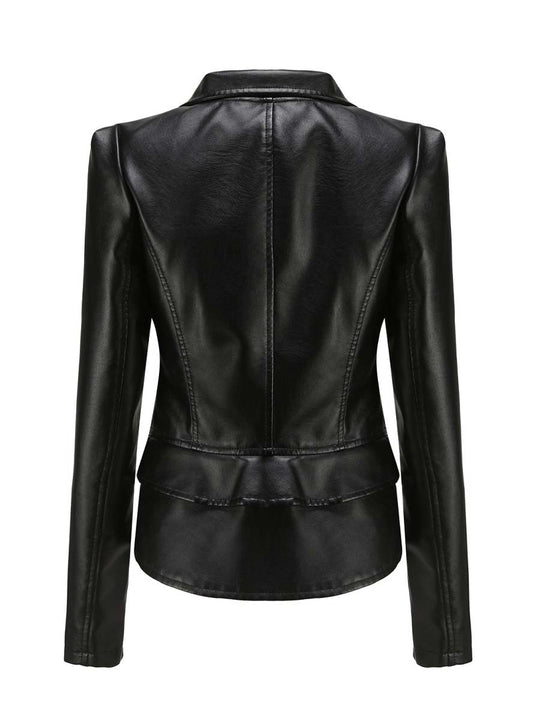 Women's Vintage Leather Jacket With Detachable Hem