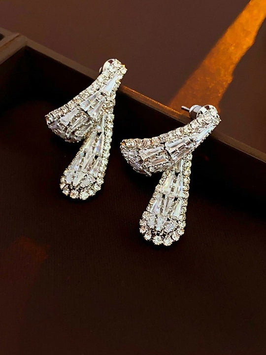 Silver Needle Full Diamond Temperament All-match Earrings