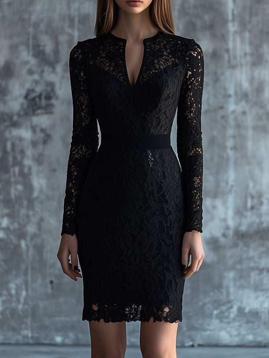 Elagant V-neck Daily and Holidy Lace Bodycon Dress