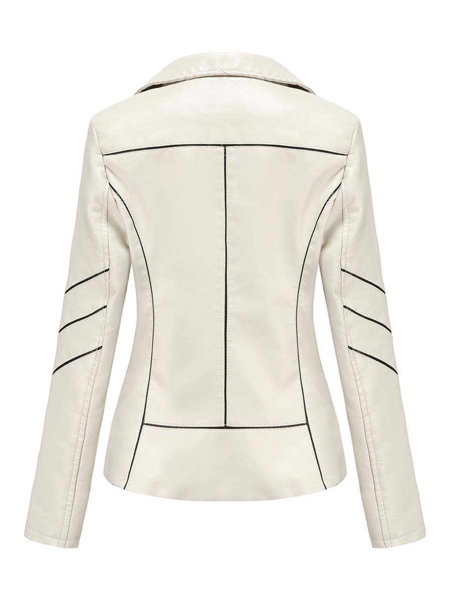 Women's Zipper Slim Leather Biker Jacket