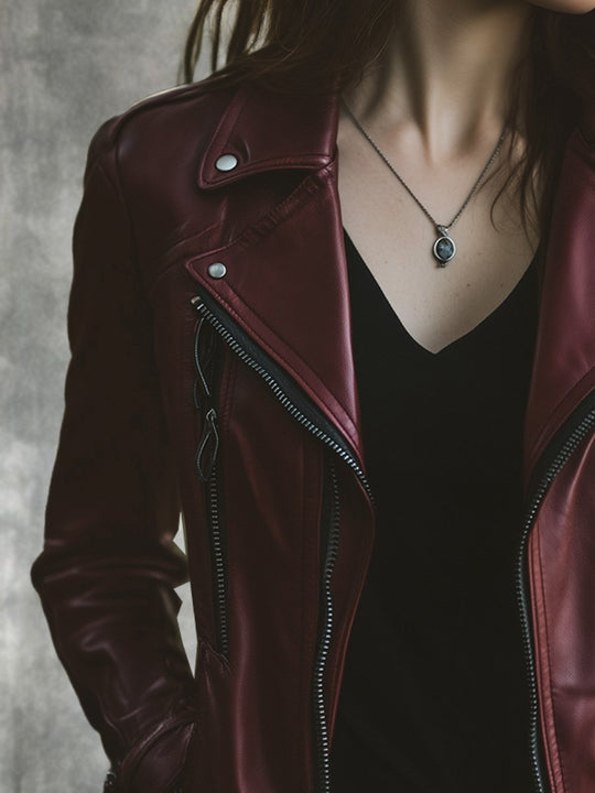 Fashion Retro Lapel Zipper Windproof Leather Jacket