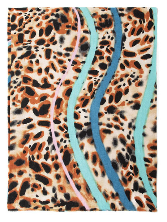 Leopard Print Soft Warm Cashmere Scarf Shawl Dual Purpose