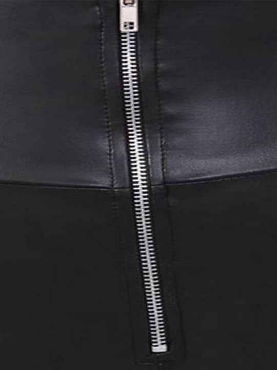 Fashion Zipper Elastic Skinny Leather Pants