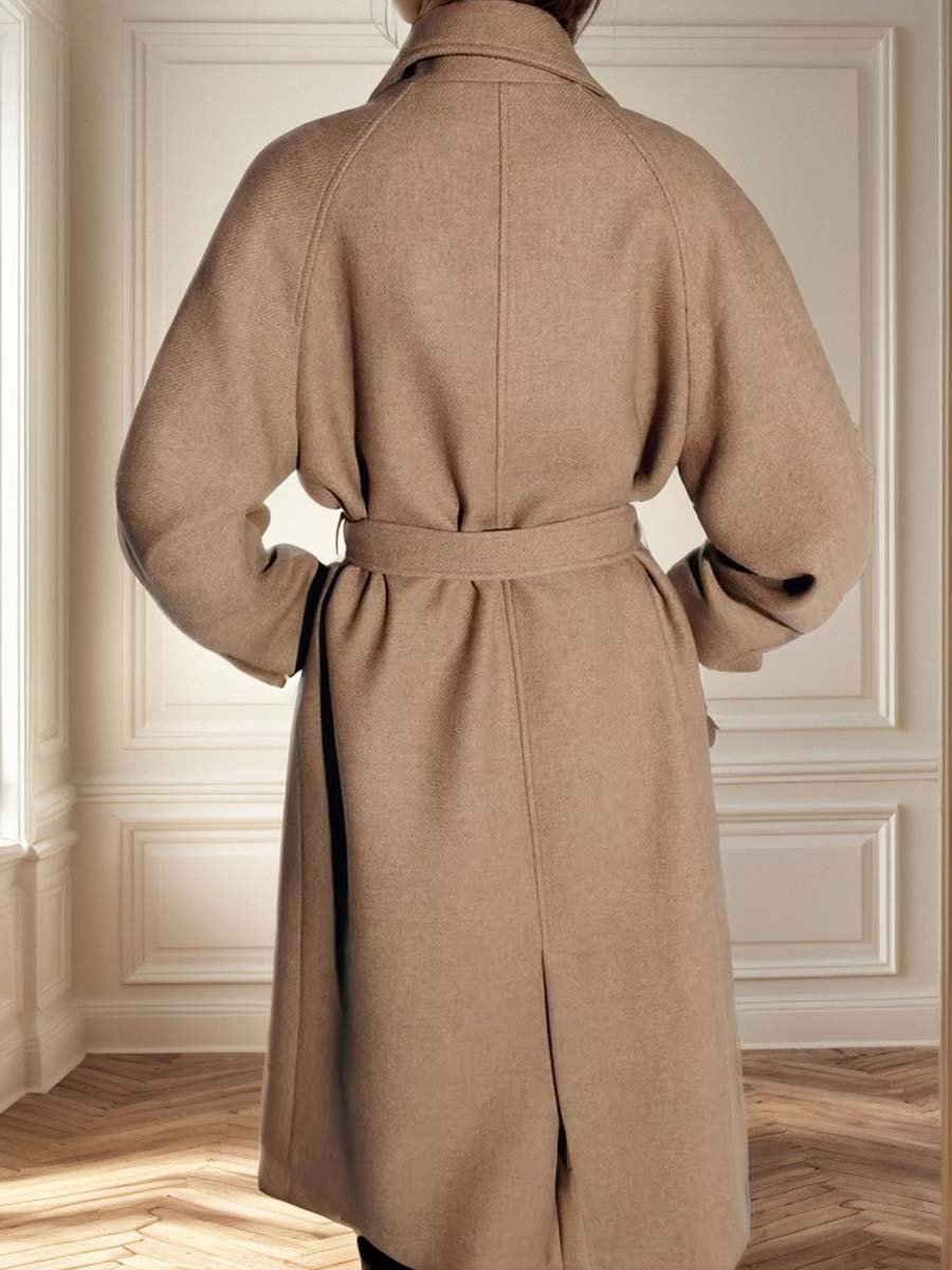 Ladies Thick Lapel Woolen Coat - Free Shipping