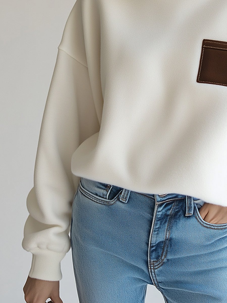 Women's Casual Sweater Fabric Turtleneck Sweatshirt