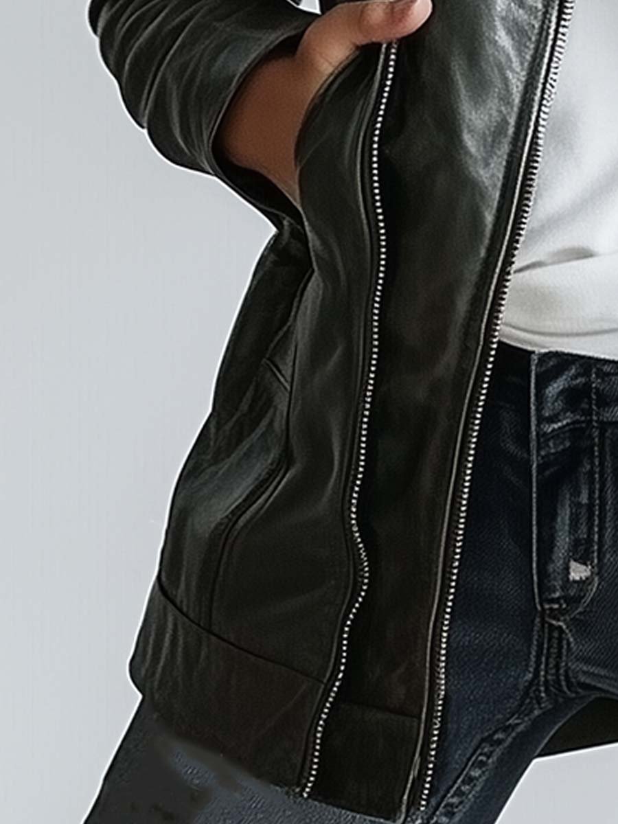 Women's Zipper Vintage Leather Jacket