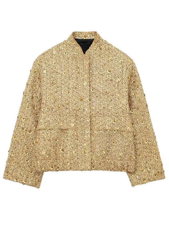 Women's Sequined Stand Collar Jacket