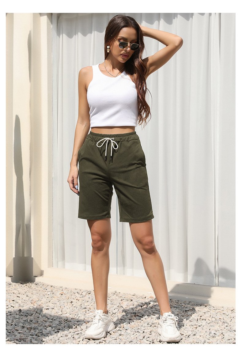 Elastic Drawstring Cropped Shorts 96816565YM