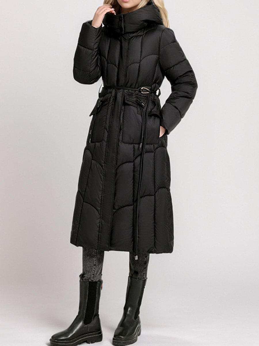 Fashionable Hooded Warm Waist Slim Down Jacket