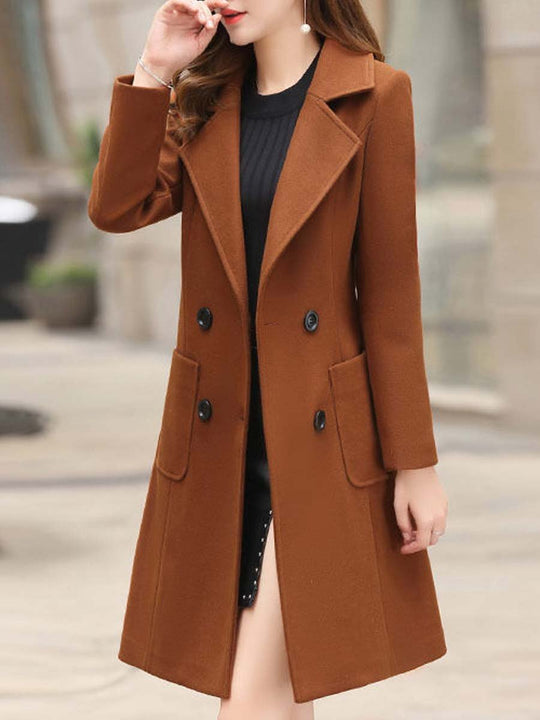 Women's Slim Fit Waisted Woolen Coat