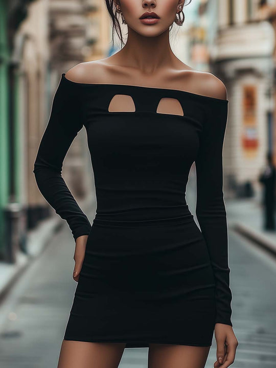 Chic Off The Shoulder Cut Out Bodycon Mini Dress