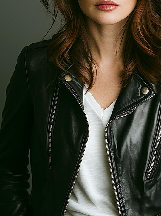 Vintage Windproof Zipper-up Leather Biker Jacket