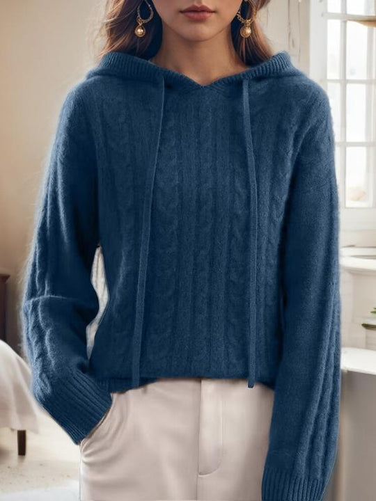 Leisure Jacquard Knit Hooded Pullover Sweater