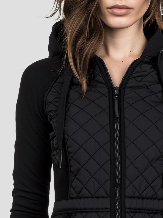 Daily Diamond-quilted Padded Patchwork Hooded Jacket