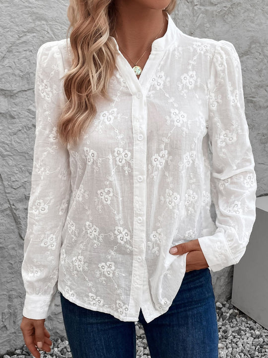 Elegant Jacquard Solid Color Long Sleeves Shirt