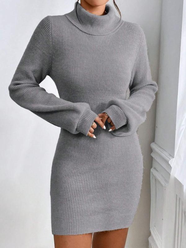 Chic and Minimalist Solid Color Knited Bodycon Dress