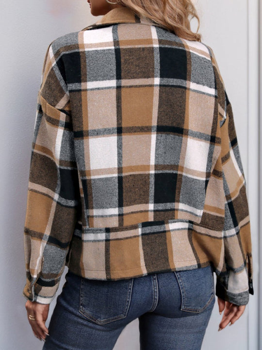 Women's Brushed Cardigan Plaid Jacket