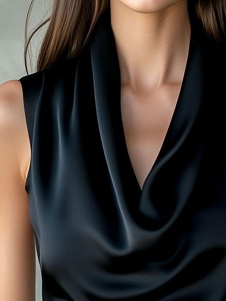 Minimalist Solid Color Sleeveless Satin Blouse