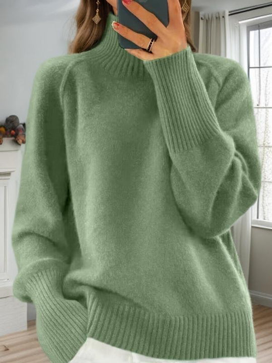 Basic Solid Color Turtleneck Thick Knit Pullover Sweater