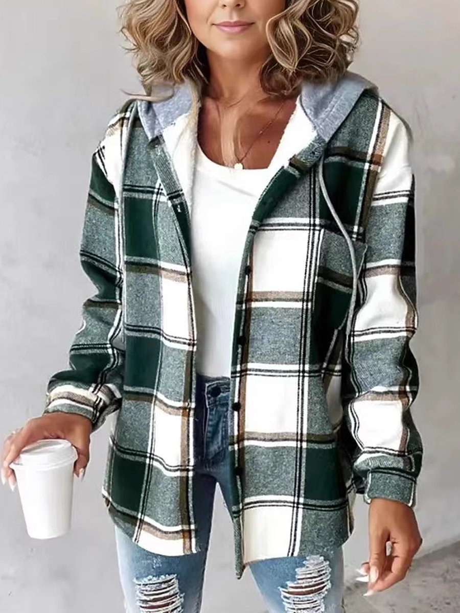 Women's Plaid Fleece Hooded Sweatshirt