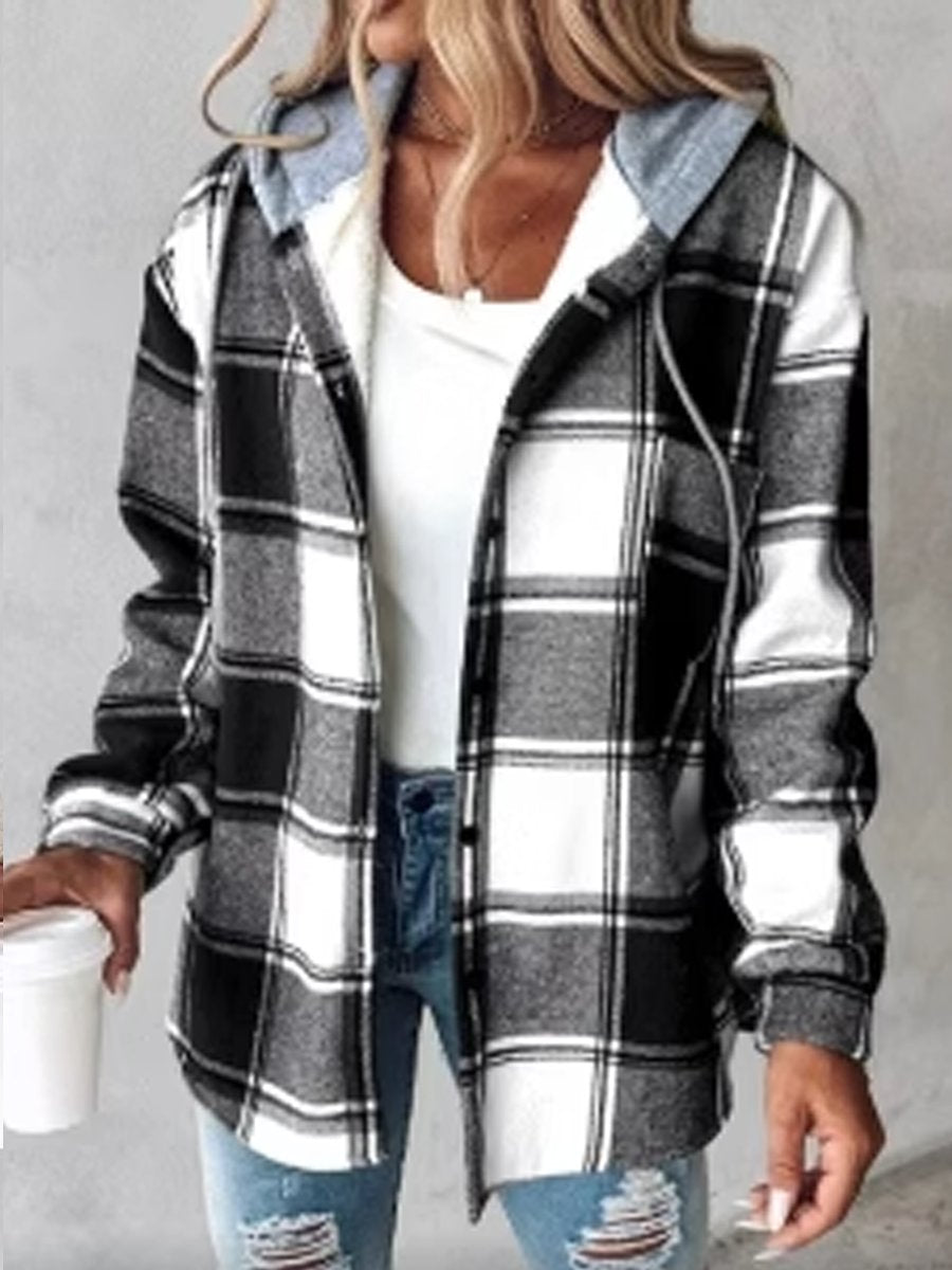 Women's Plaid Fleece Hooded Sweatshirt