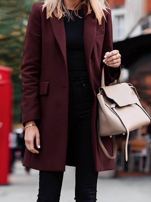 Minimalist Single-breasted Mid-length Wool Coat