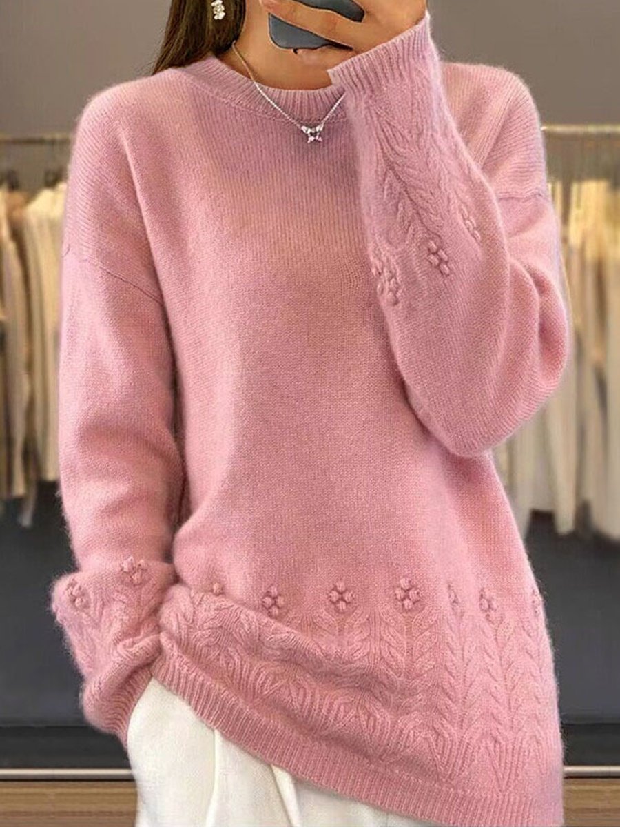 Round Neck Vintage Crochet Sweater