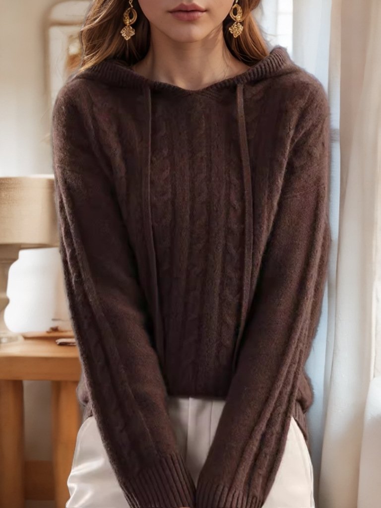 Leisure Jacquard Knit Hooded Pullover Sweater