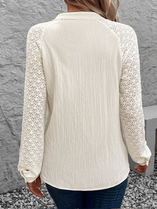 Lace Long Sleeve Stand Collar Cardigan