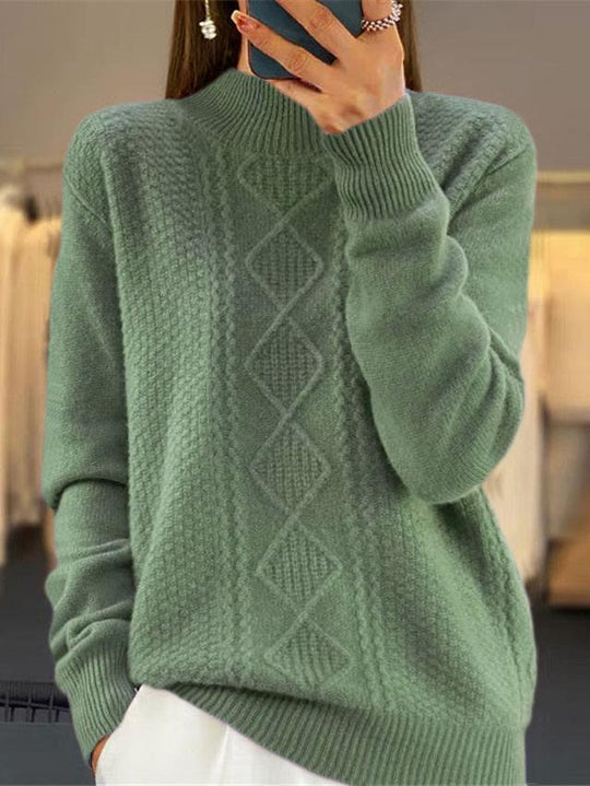 Stylish Half-high Neck Twisted Thickened Sweater