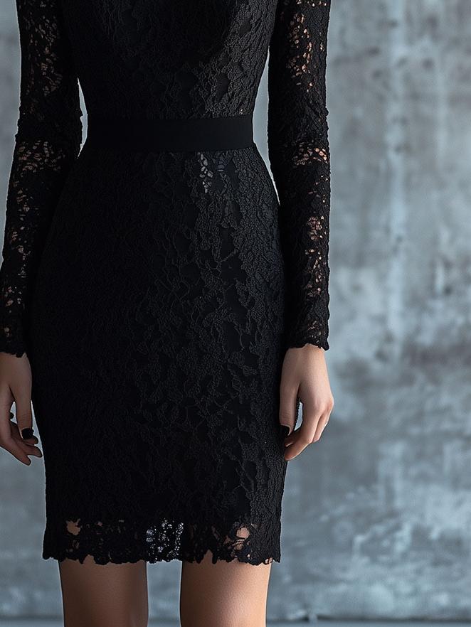 Elagant V-neck Daily and Holidy Lace Bodycon Dress