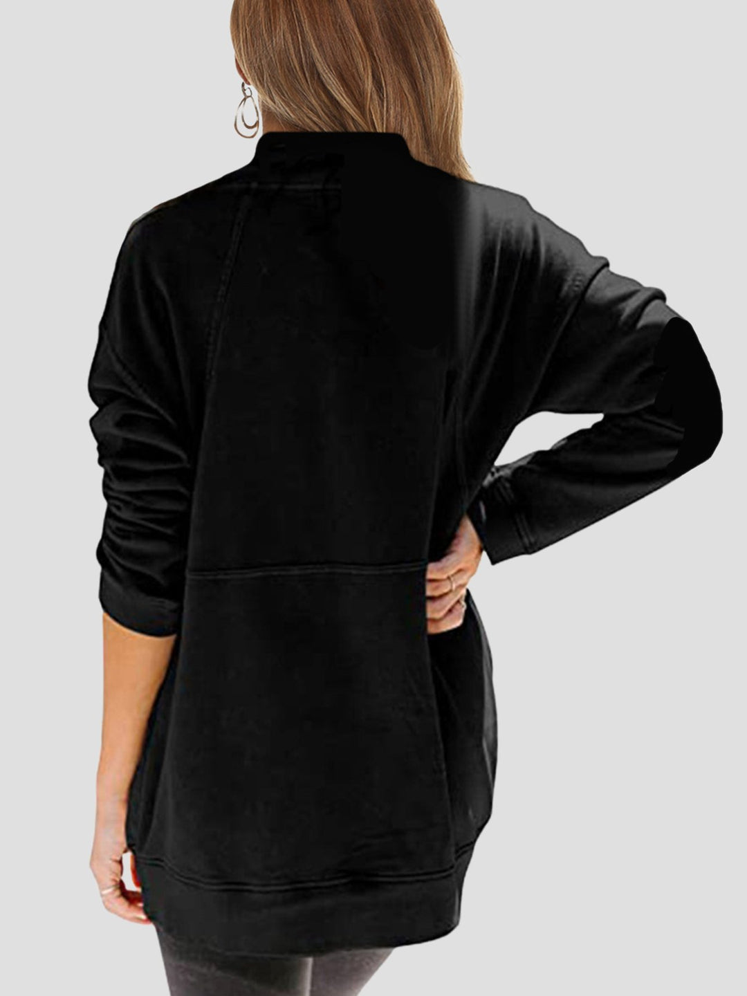 Chic Embroidered Zipper Half-placket Loose-fitting Sweatshirt