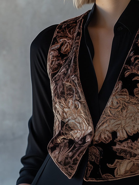 Luxe Floral Embroidered Velvet Vest