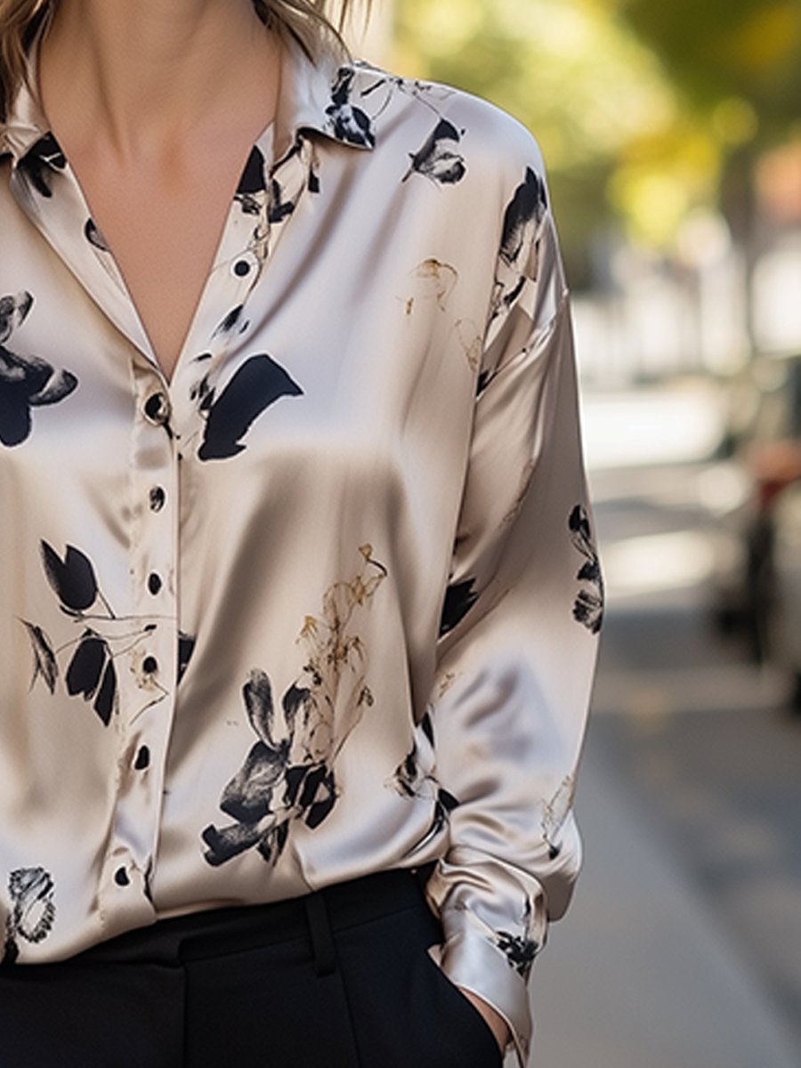 Satin Serenity Printed Blouse