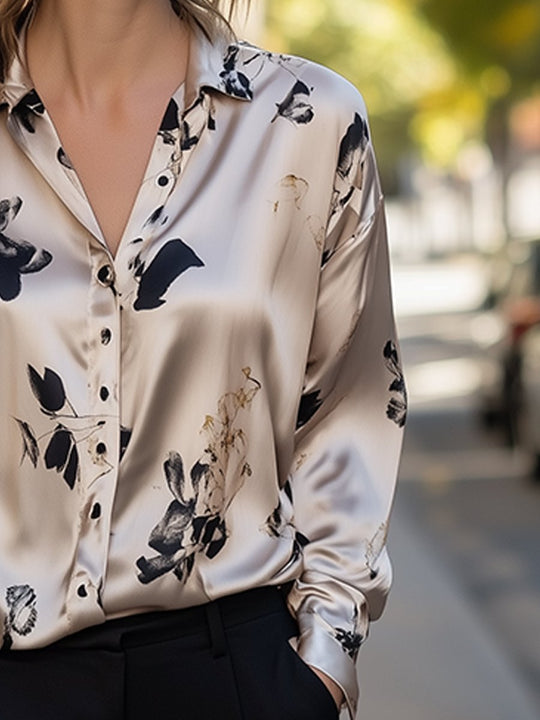 Satin Serenity Printed Blouse