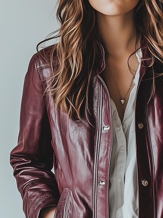 Chic Single-breasted Side Pockets Leather Trench Coat