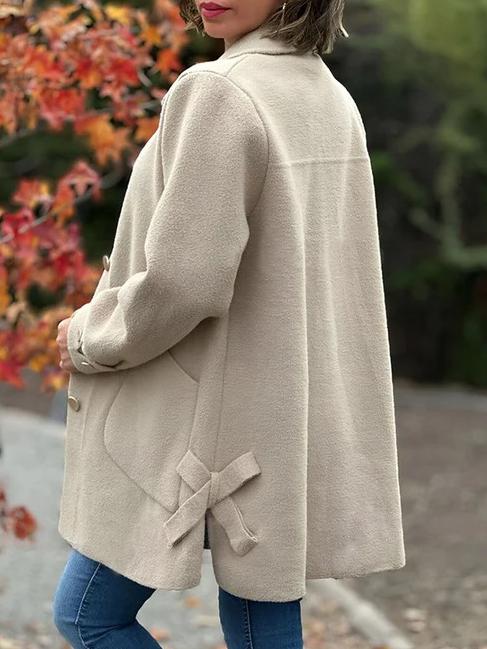 Elegant Bowknot Single-breasted Woolen Coat