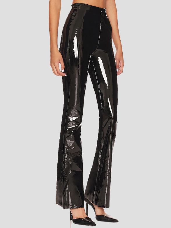 Stylish High-waist PU Patent Leather Pants