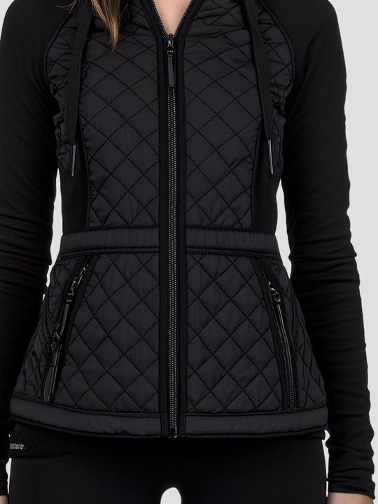 Daily Diamond-quilted Padded Patchwork Hooded Jacket