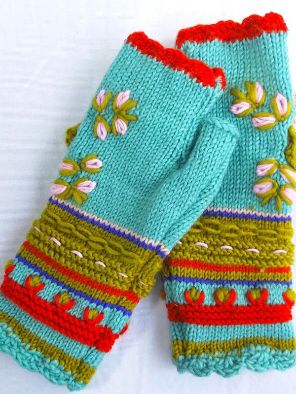 Women's Chunky Crochet Warm Embroidered Knitted Gloves