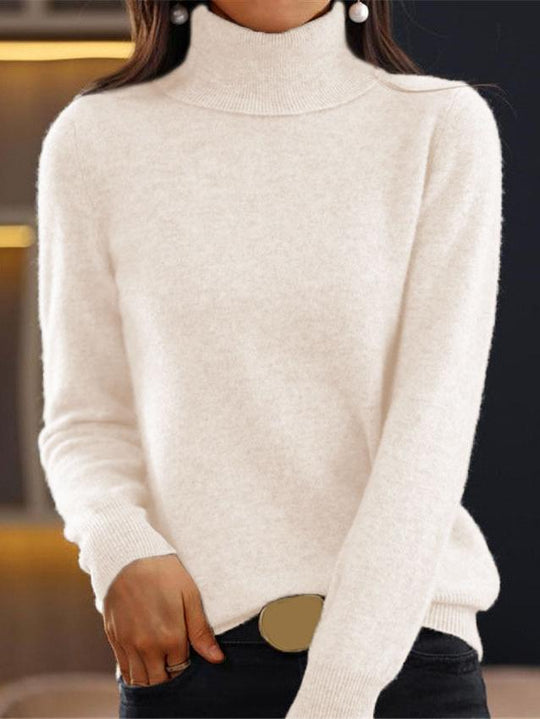 Basic Turtleneck Solid Color Knitted Thickened Sweater