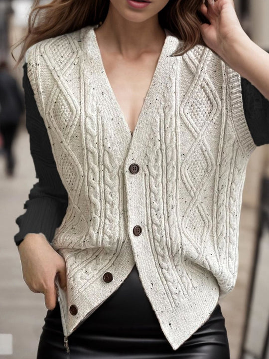 Vintage Diamond Button Down Knited  Vest