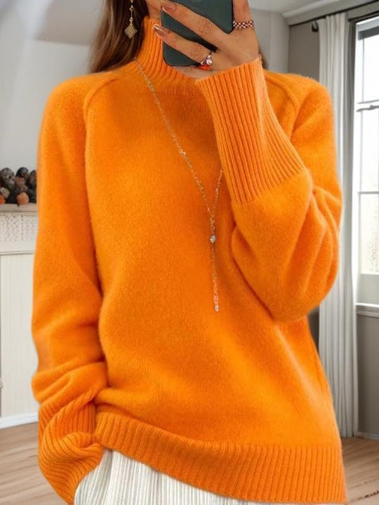 Basic Solid Color Turtleneck Thick Knit Pullover Sweater