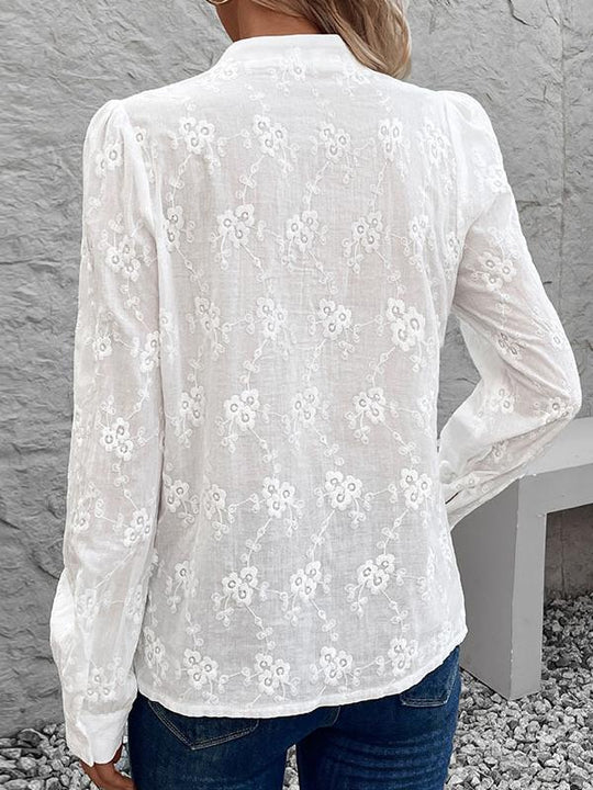 Elegant Jacquard Solid Color Long Sleeves Shirt