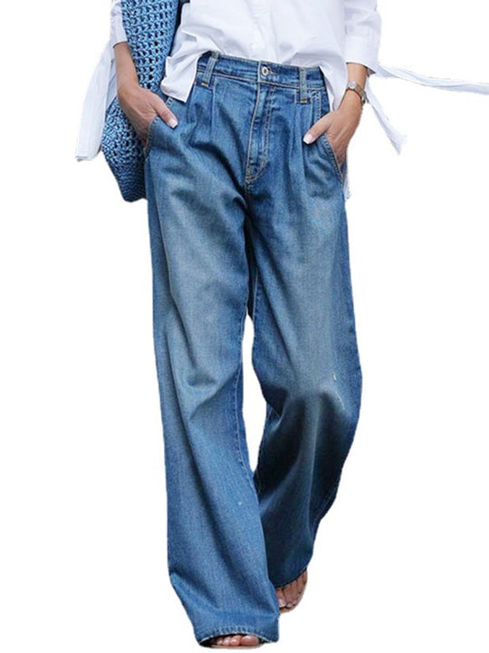 Retro High Waist Wide Leg Loose Denim Pant