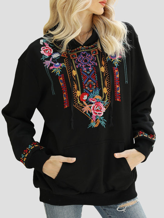 Chic Ethnic Handmade Embroidered Loose-fitting Hoodie