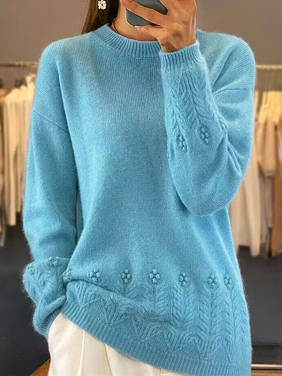 Round Neck Vintage Crochet Sweater